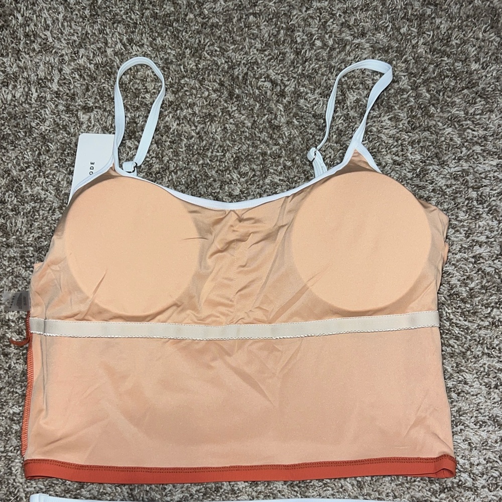 NWT! Geode Women’s Coral with White Trim - Athletic Longline Bikini Top Sz XXL - Picture 7 of 8